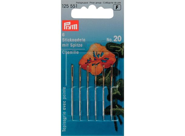 Broderinåler med skarp spiss